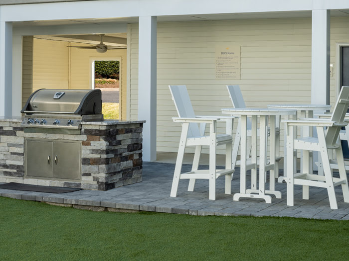 Outdoor seating and grill