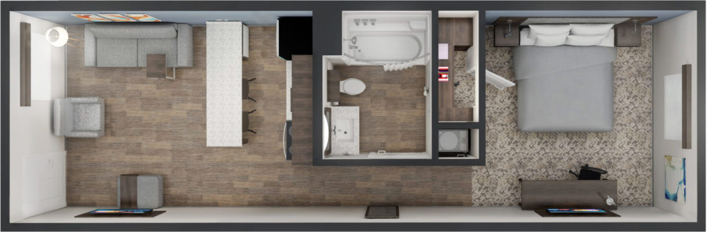 Overhead room layout of King Suite