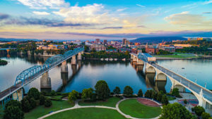 Aerial of Chattanooga Tennessee Skyline