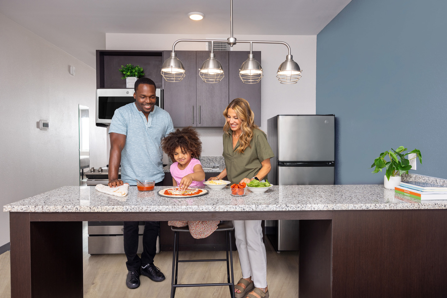 Family in kitchen